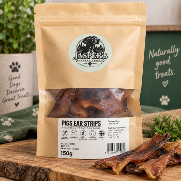 Air dried pigs ear strips for dogs natural dog treats