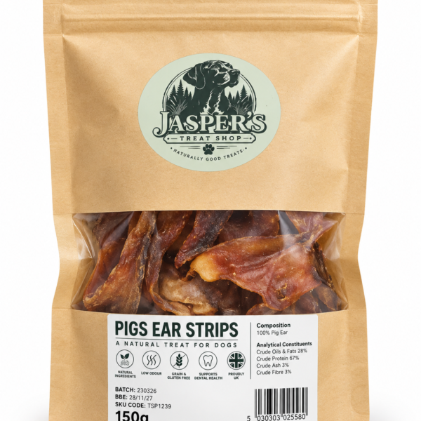 Air dried pigs ear strips for dogs natural dog treats