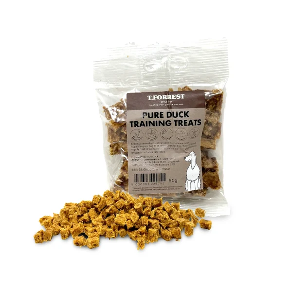Pure duck training treats for dogs pocket sized 50g pack
