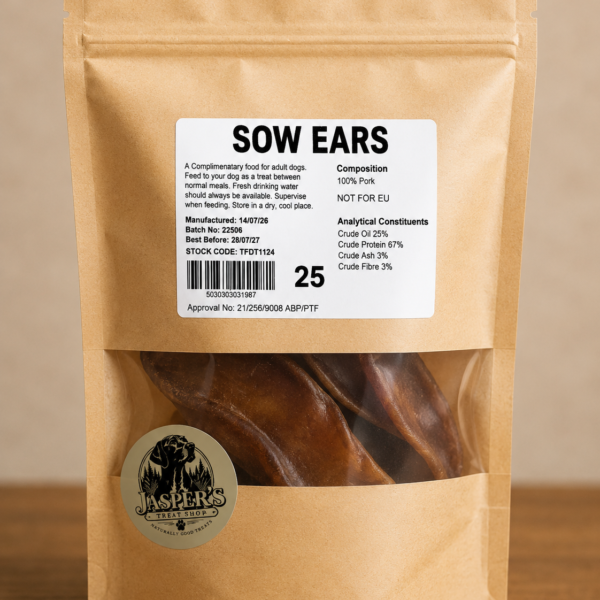 Natural sow ears for dogs 100% pork dog chews