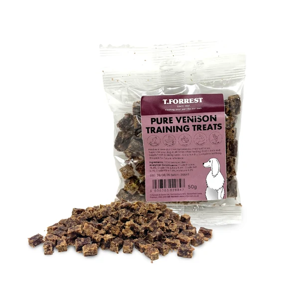 Pure venison training treats for dogs pocket sized 50g pack